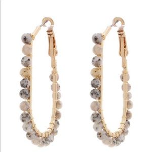 Natural Stone Oval Hoop Earrings